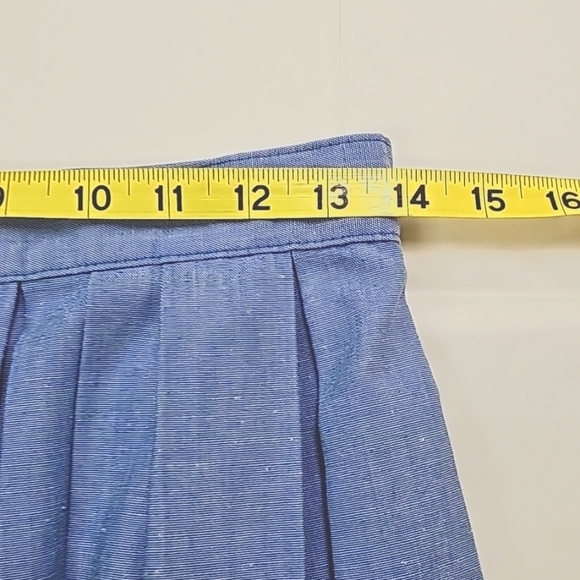 Vtg 80s 90s Peacock Sportswear chambray Pleated A-line skirt, pockets, size 12 - Picture 6 of 8